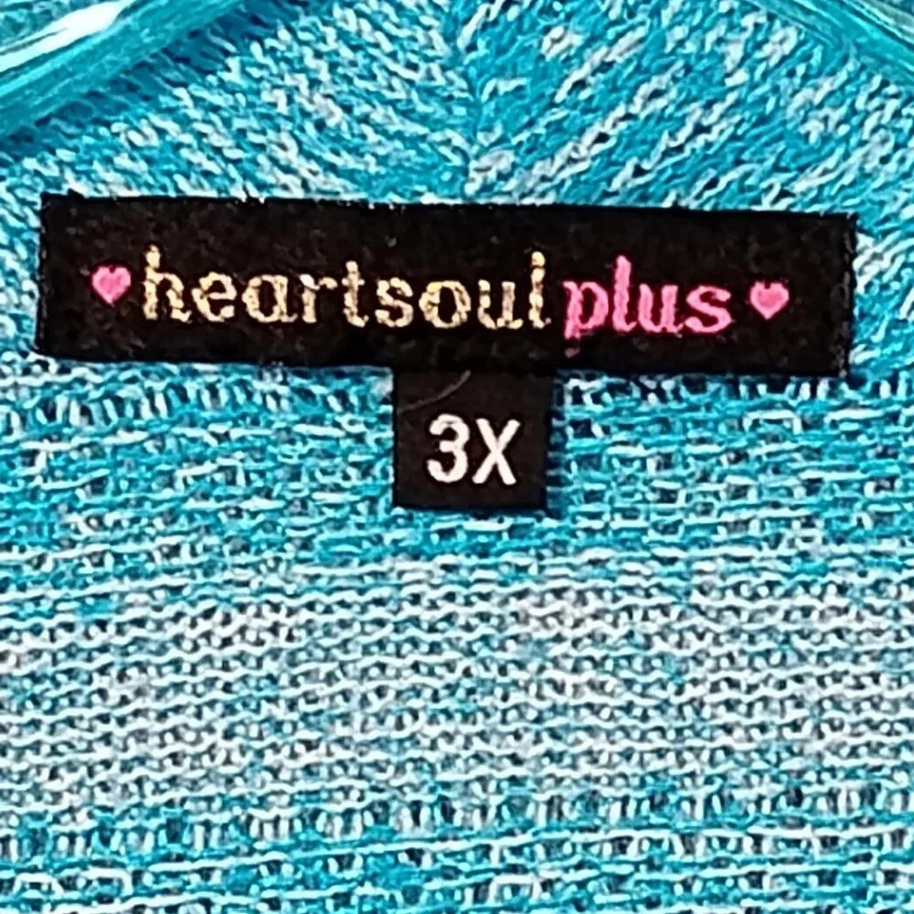 Heart Soul Plus Women's Blue & White Long Sleeve Sparkle Sweater/Blouse Size  3X - Picture 3 of 9